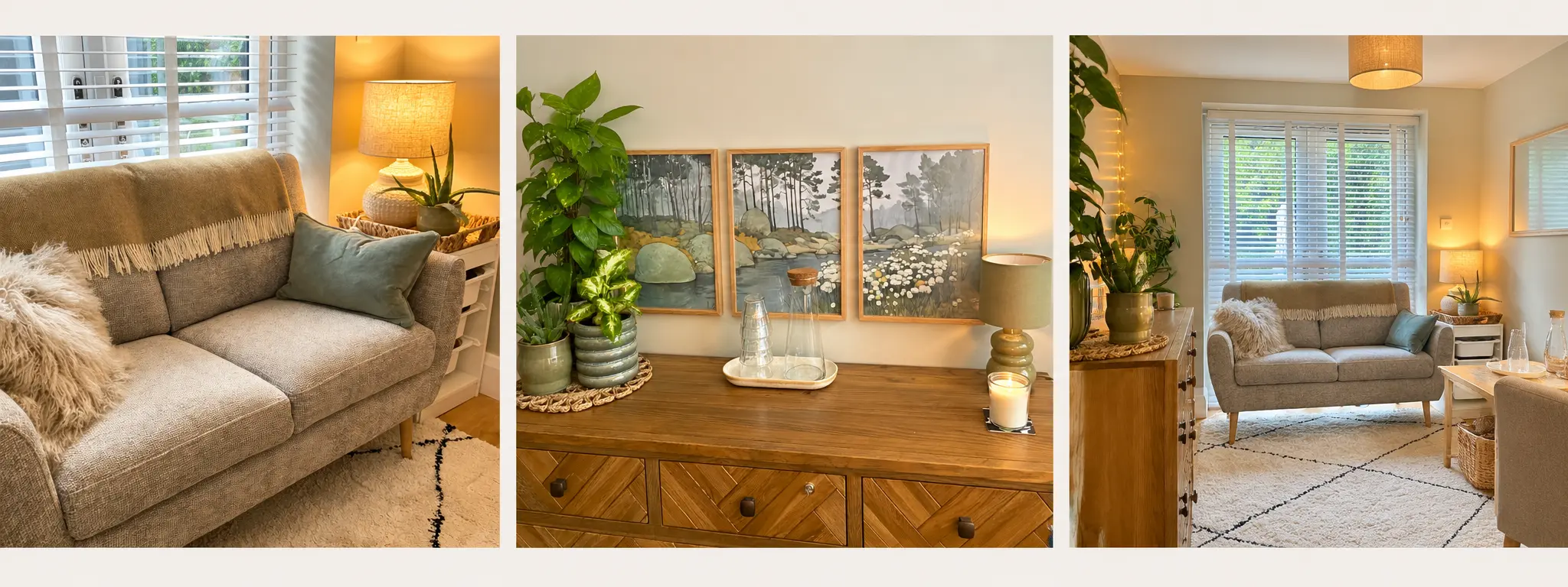 Three views of the warm, private Quiet Space counselling room